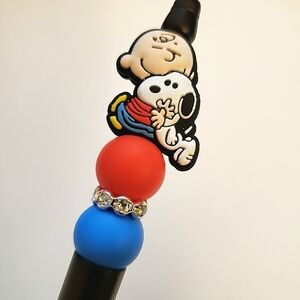 Handmade Charlie Brown Snoopy Beaded Silicone Focal Bead Pen